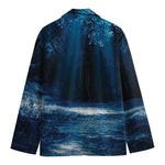 Night Forest And Moonlight Print Men's Cotton Blazer
