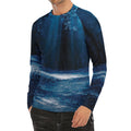 Night Forest And Moonlight Print Men's Long Sleeve Rash Guard