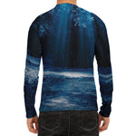 Night Forest And Moonlight Print Men's Long Sleeve Rash Guard