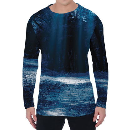 Night Forest And Moonlight Print Men's Long Sleeve T-Shirt