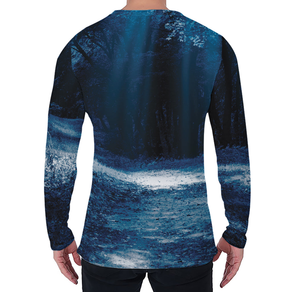 Night Forest And Moonlight Print Men's Long Sleeve T-Shirt