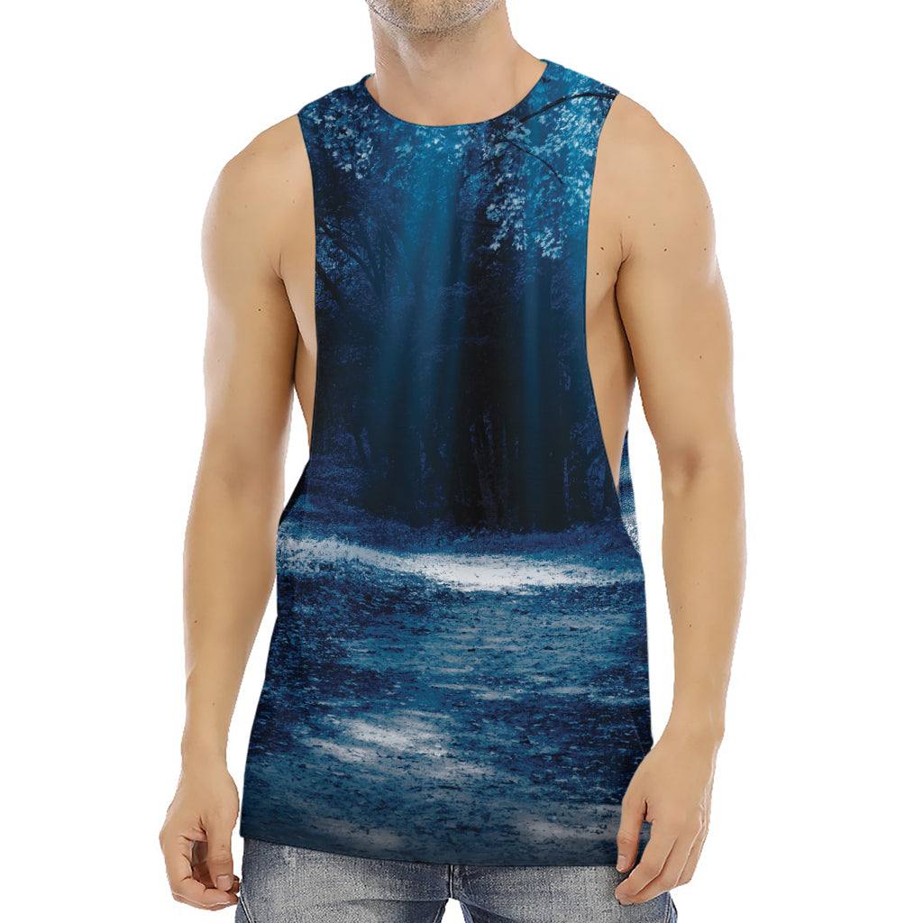 Night Forest And Moonlight Print Men's Muscle Tank Top