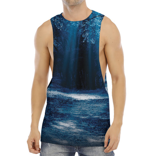 Night Forest And Moonlight Print Men's Muscle Tank Top