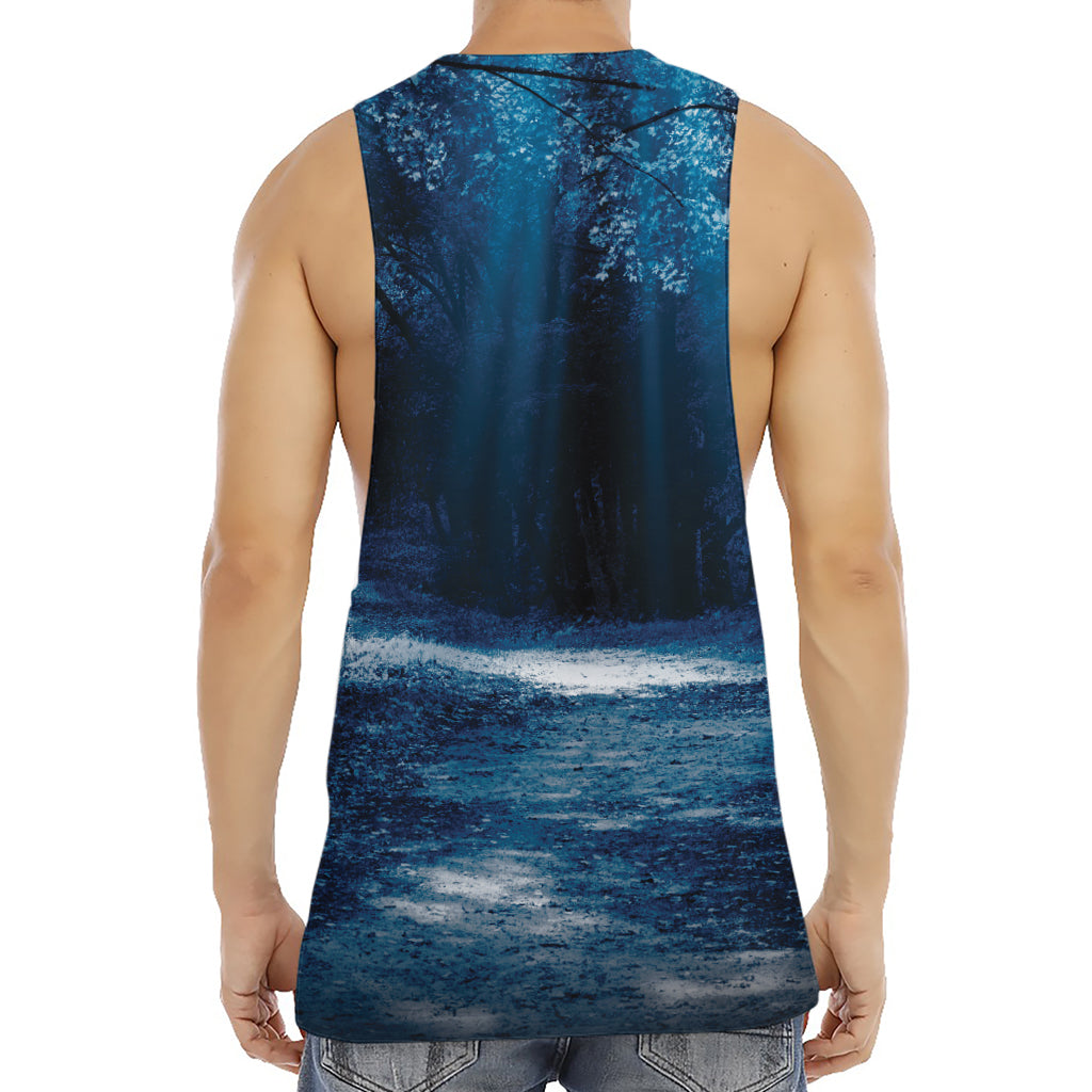 Night Forest And Moonlight Print Men's Muscle Tank Top