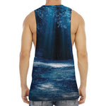 Night Forest And Moonlight Print Men's Muscle Tank Top