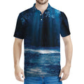 Night Forest And Moonlight Print Men's Polo Shirt