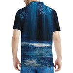 Night Forest And Moonlight Print Men's Polo Shirt