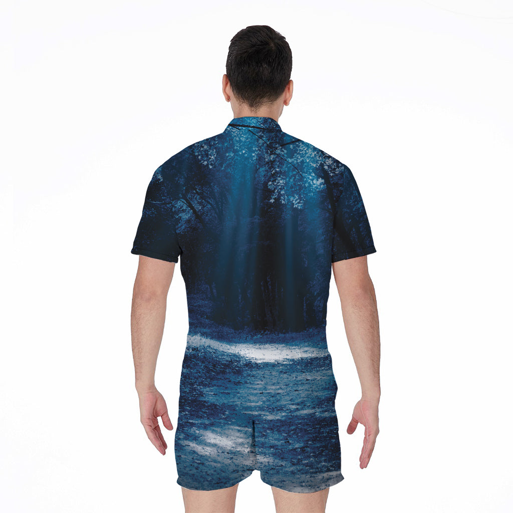 Night Forest And Moonlight Print Men's Rompers