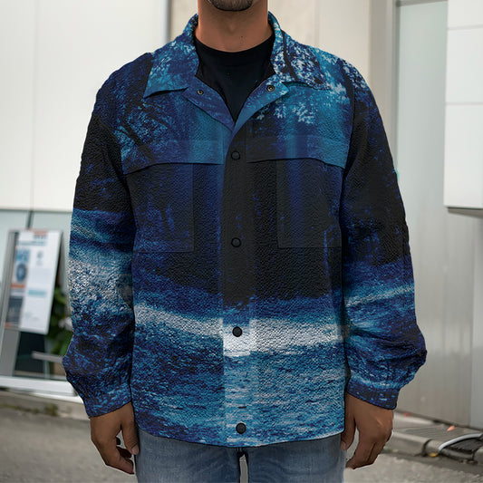 Night Forest And Moonlight Print Men's Shirt Jacket
