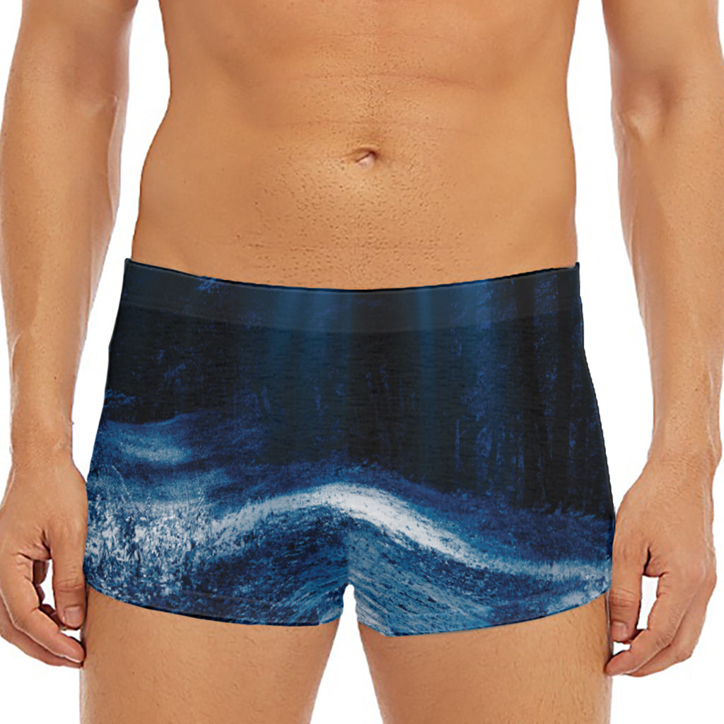 Night Forest And Moonlight Print Men's Short Boxer Briefs