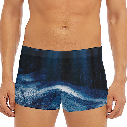 Night Forest And Moonlight Print Men's Short Boxer Briefs