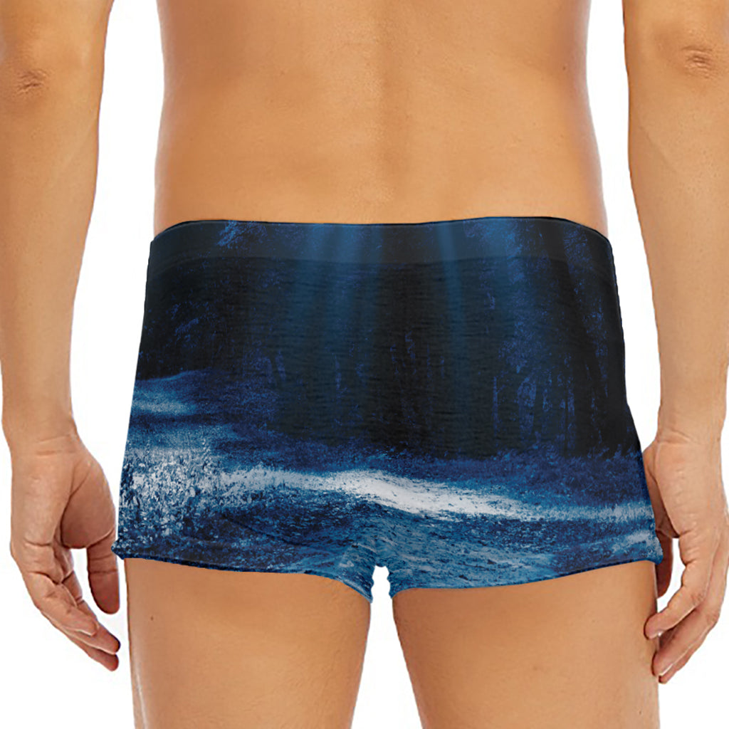 Night Forest And Moonlight Print Men's Short Boxer Briefs