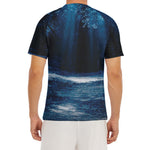 Night Forest And Moonlight Print Men's Short Sleeve Rash Guard