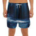 Night Forest And Moonlight Print Men's Split Running Shorts