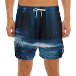 Night Forest And Moonlight Print Men's Split Running Shorts