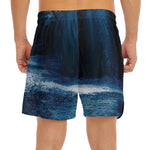 Night Forest And Moonlight Print Men's Split Running Shorts
