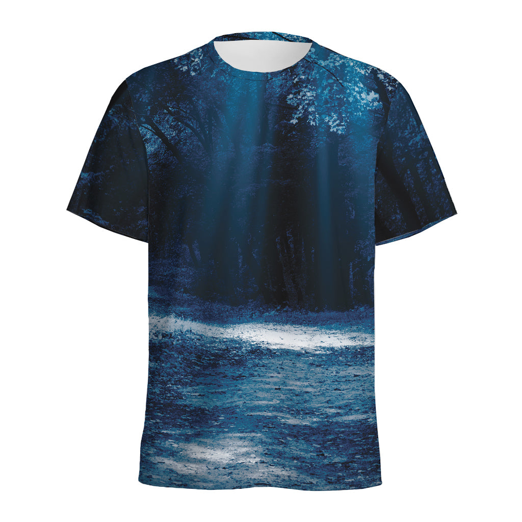Night Forest And Moonlight Print Men's Sports T-Shirt
