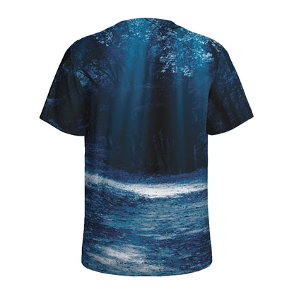 Night Forest And Moonlight Print Men's Sports T-Shirt