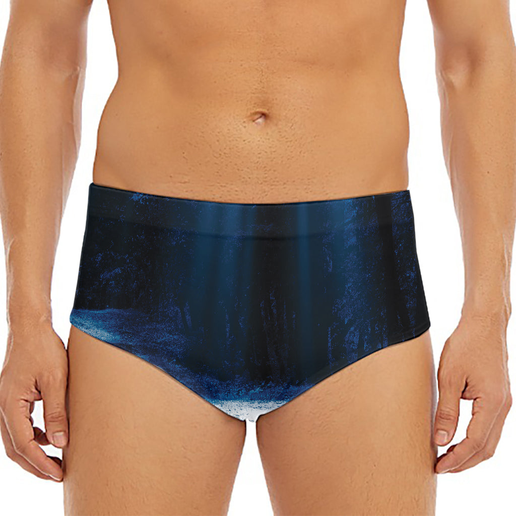 Night Forest And Moonlight Print Men's Triangle Swim Briefs