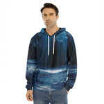 Night Forest And Moonlight Print Men's Velvet Pullover Hoodie