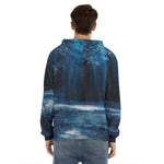 Night Forest And Moonlight Print Men's Velvet Pullover Hoodie