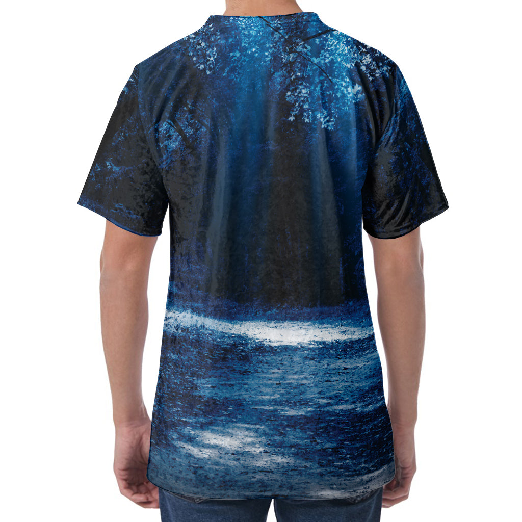 Night Forest And Moonlight Print Men's Velvet T-Shirt