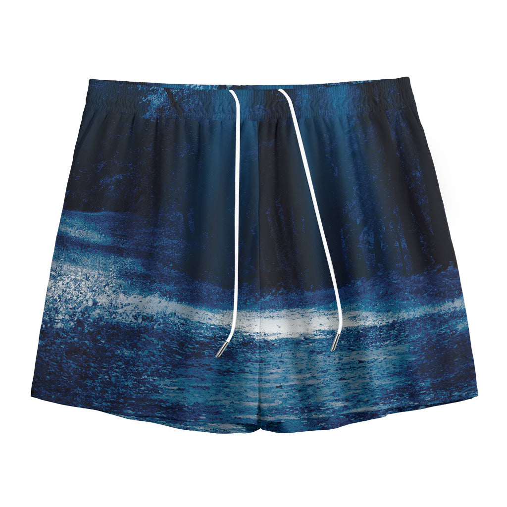Night Forest And Moonlight Print Mesh Shorts