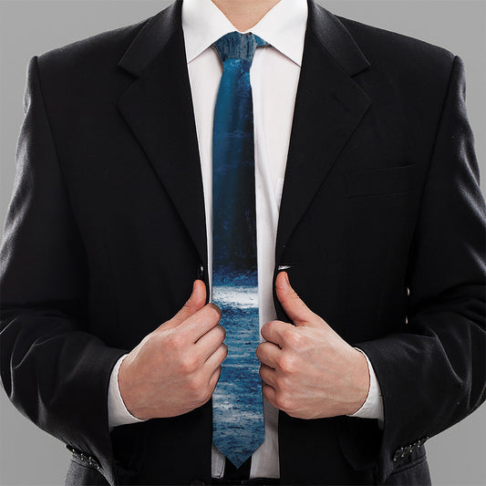 Night Forest And Moonlight Print Necktie