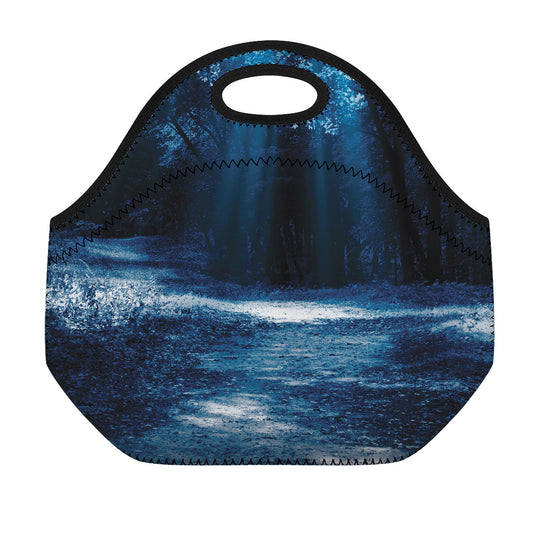 Night Forest And Moonlight Print Neoprene Lunch Bag