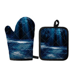 Night Forest And Moonlight Print Oven Mitt And Pot Holder Set