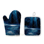 Night Forest And Moonlight Print Oven Mitt And Pot Holder Set