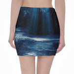 Night Forest And Moonlight Print Pencil Mini Skirt