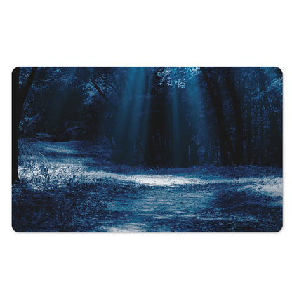 Night Forest And Moonlight Print Polyester Doormat