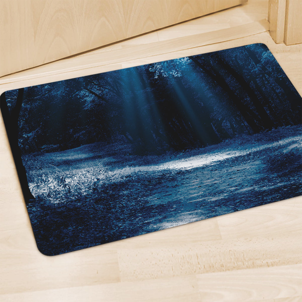 Night Forest And Moonlight Print Polyester Doormat