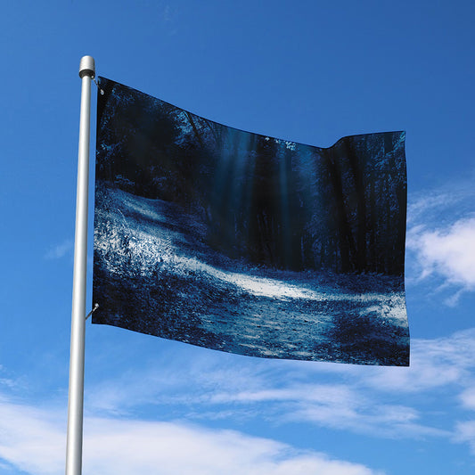 Night Forest And Moonlight Print Polyester Flag