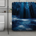 Night Forest And Moonlight Print Polyester Shower Curtain