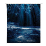 Night Forest And Moonlight Print Polyester Shower Curtain