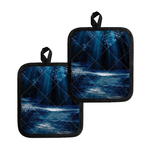 Night Forest And Moonlight Print Pot Holders