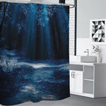 Night Forest And Moonlight Print Premium Shower Curtain