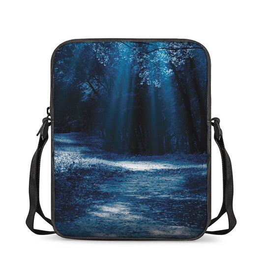 Night Forest And Moonlight Print Rectangular Crossbody Bag