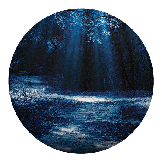 Night Forest And Moonlight Print Round Blanket