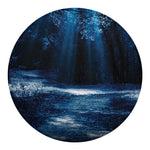 Night Forest And Moonlight Print Round Blanket