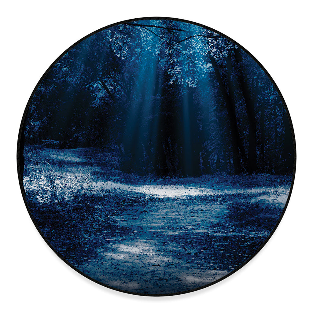 Night Forest And Moonlight Print Round Floor Mat