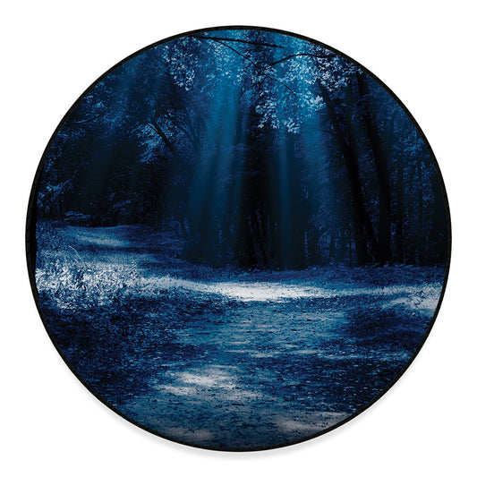 Night Forest And Moonlight Print Round Floor Mat