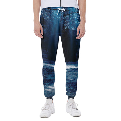 Night Forest And Moonlight Print Scuba Joggers