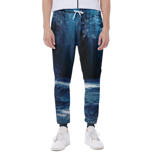 Night Forest And Moonlight Print Scuba Joggers