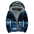 Night Forest And Moonlight Print Sherpa Lined Zip Up Hoodie