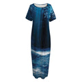 Night Forest And Moonlight Print Short Sleeve Long Nightdress