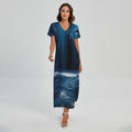 Night Forest And Moonlight Print Short Sleeve Maxi Dress