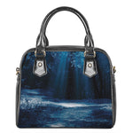 Night Forest And Moonlight Print Shoulder Handbag